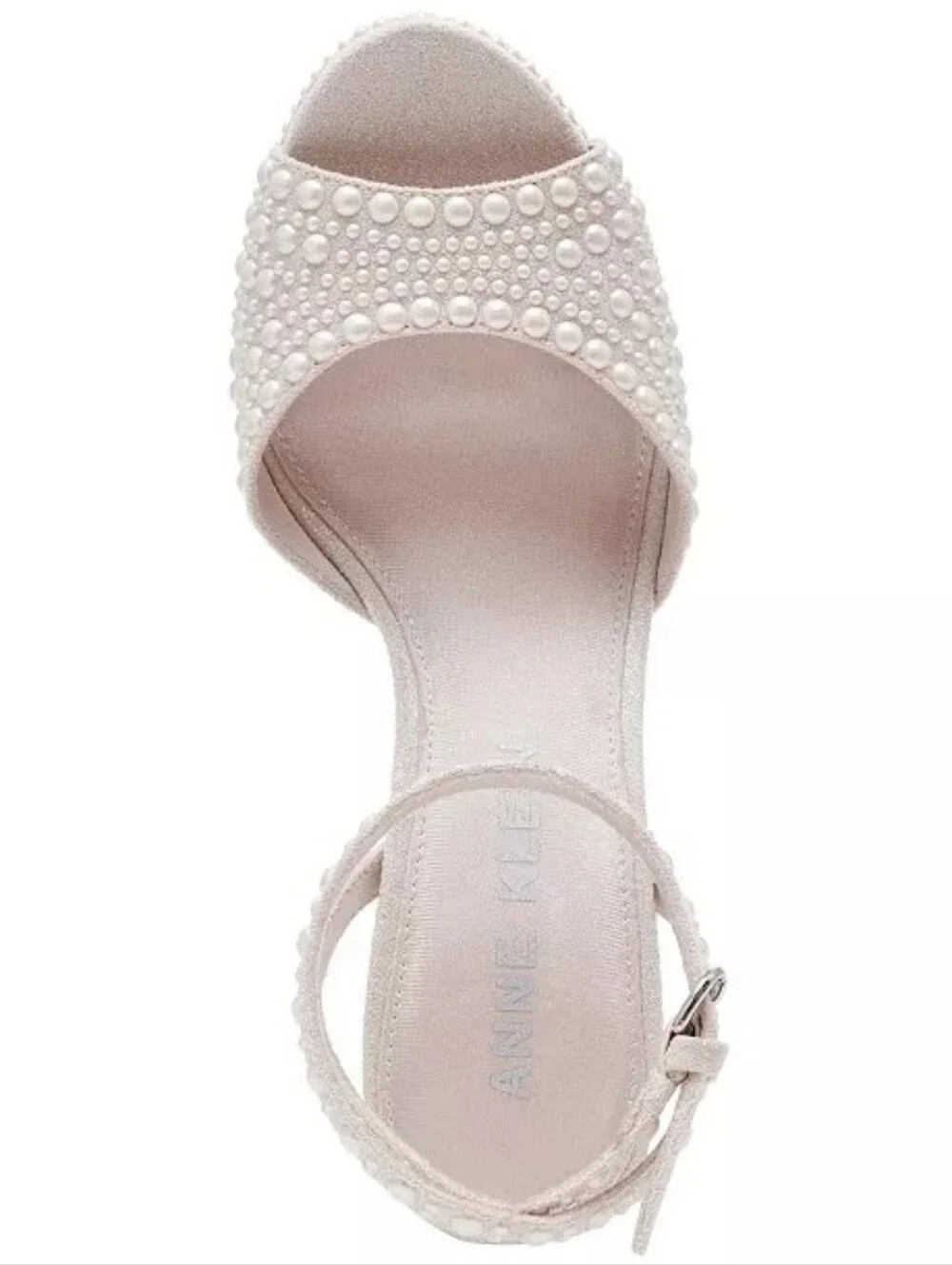 Anne Klein Vanna-P Pearl Embellished Platform Block Heel Sandals Size 9 New
